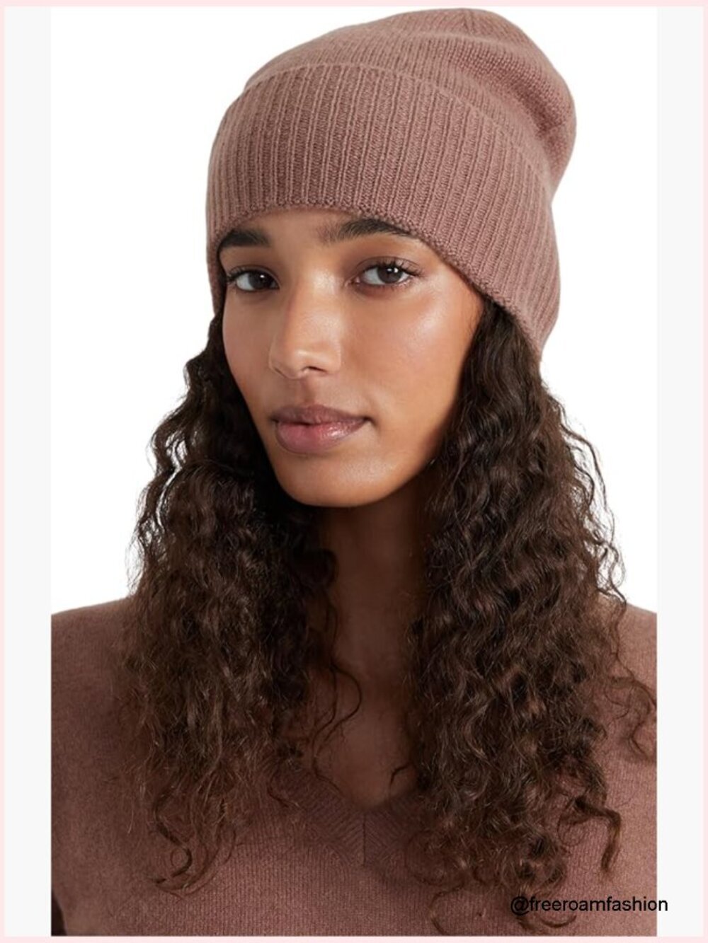 Women's 100% Cashmere Ribbed Beanie Hat Winter Warm Stretchy